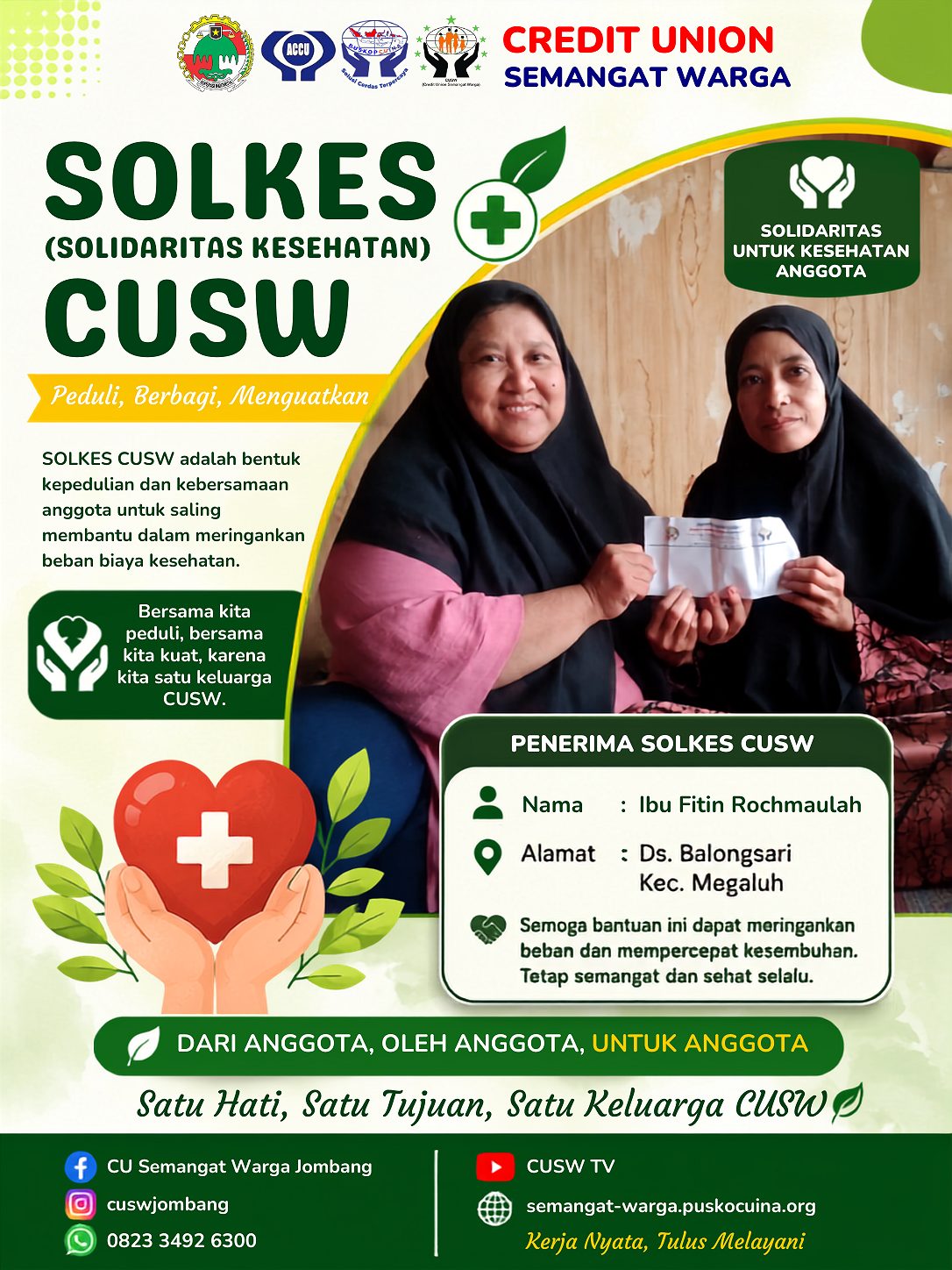 Bantuan SOLKES kepada Bu Fitin Rochmaulah (Balongsari, Megaluh)