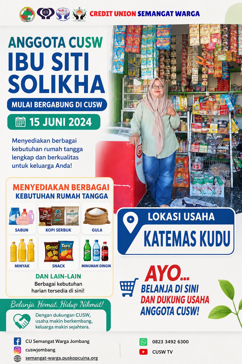 USAHA ANGGOTA CU SEMANGAT WARGA : Ibu Siti Solikha - Katemas Kudu