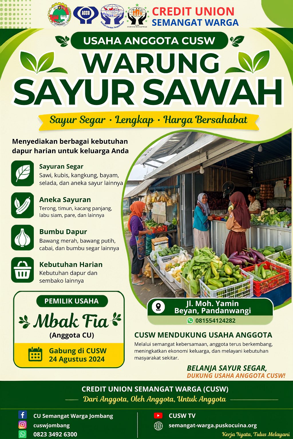 USAHA ANGGOTA : WARUNG SAYUR SAWAH (Mbak Fia)