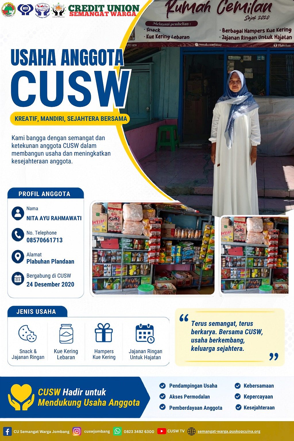 Usaha Anggota CUSW: Rumah Cemilan, Terus Berkarya dan Bertumbuh Bersama