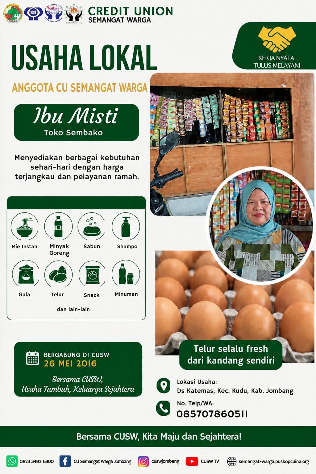Usaha Anggota CU Semangat Warga: Toko Sembako Ibu Misti